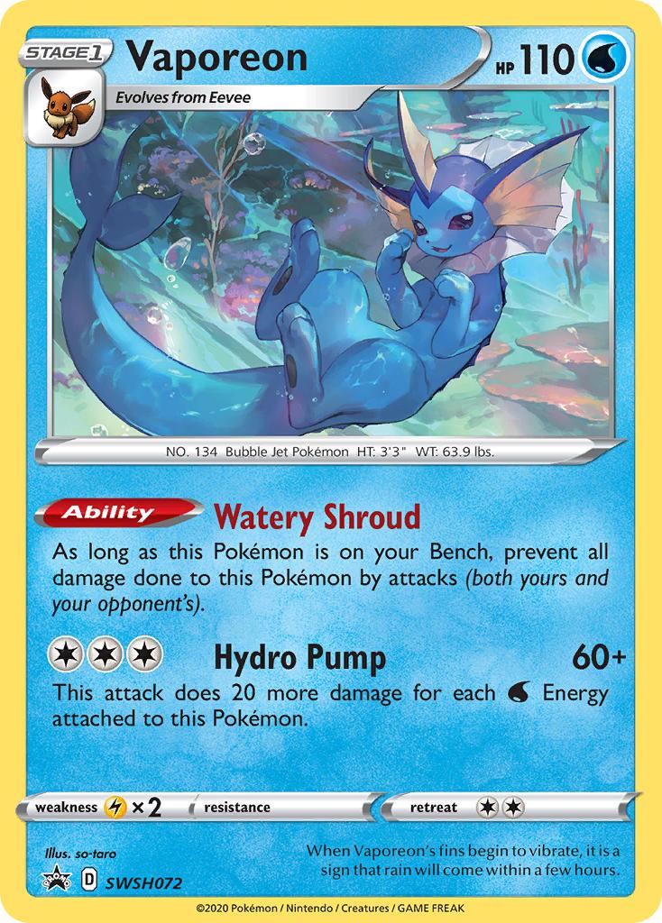 Vaporeon SWSH072 Sword & Shield Black Star Promo Holo Pokémon Card NM/M